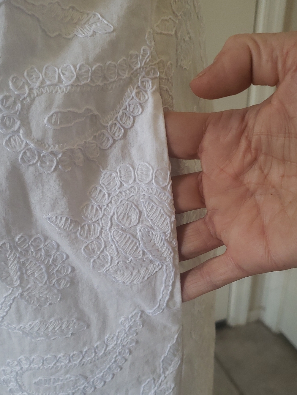 LOFT White Halter Shift Dress • Embroidered Floral Cotton • MP Petite • A-line - Picture 9 of 15